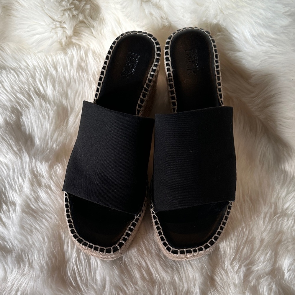 Nordstrom Rack Black Canvas Espadrille Slides Size 8.5
